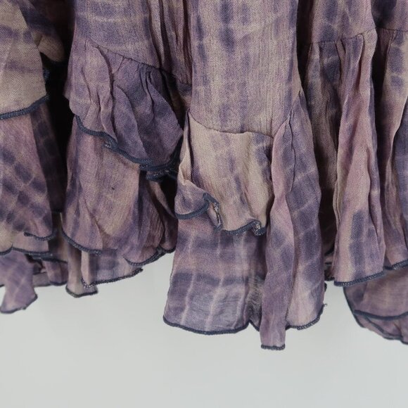 Free People Dress Lace Top Frilled Bottom Dress Blue on Top Purple Bottom XL - Picture 7 of 9